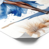 Kustcowgirl met hond op het strand poster (Hoek)