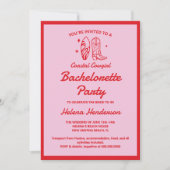 Kustcowgirl rood & roze vrijgezellenweekend kaart (Voorkant)