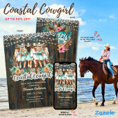 Kustcowgirl rustieke strand bachelorette bruids kaart
