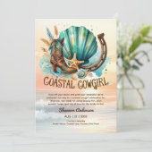 Kustcowgirl rustieke strand bachelorette bruids kaart (Staand voorkant)