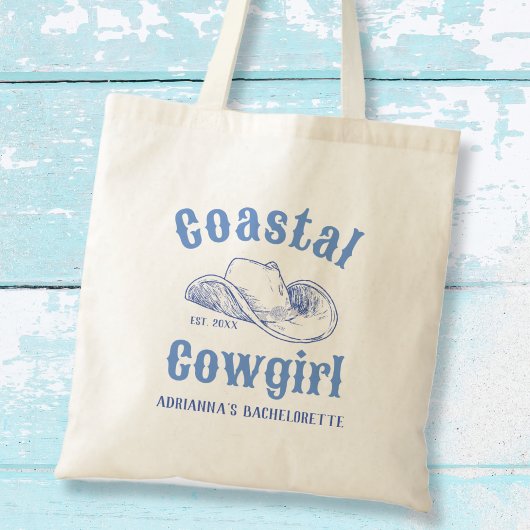 Kustcowgirl strand bachelorette op maat tote bag