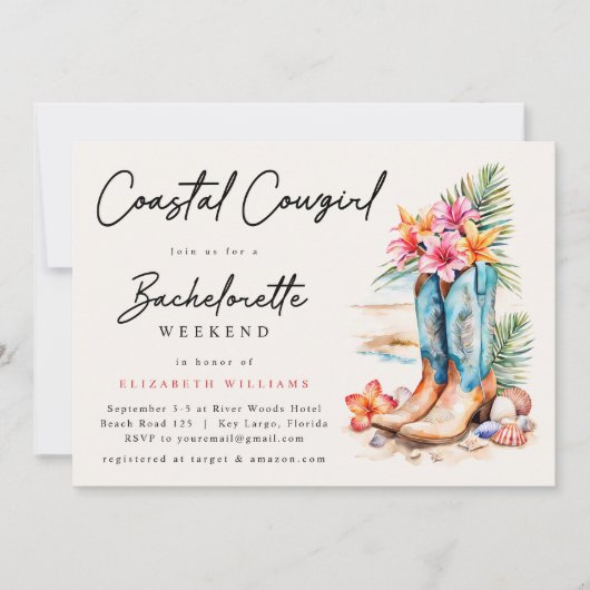 Kustcowgirl strand vrijgezellenweekend kaart (Voorkant)