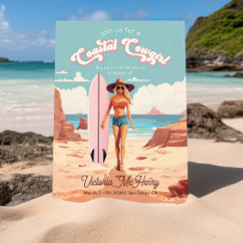 Kustcowgirl surfplank vrijgezellenfeest kaart