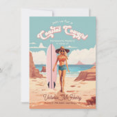 Kustcowgirl surfplank vrijgezellenfeest kaart (Voorkant)