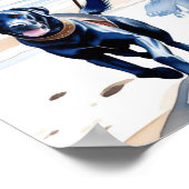 Kustcowgirl Wandelen met hond op het strand Poster (Hoek)