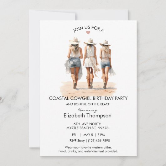 Kustcowgirls strand verjaardag kaart (Voorkant)