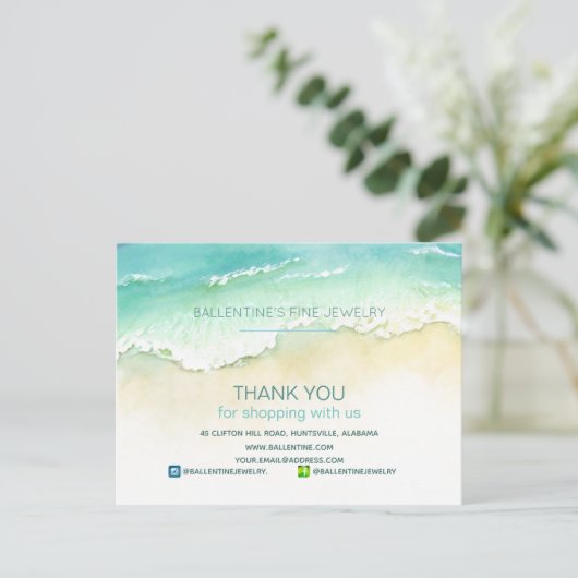 Kustdank voor uw winkels in ons bedrijf briefkaart (Staand voorkant)