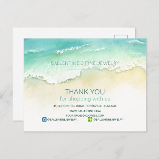 Kustdank voor uw winkels in ons bedrijf briefkaart (Voorkant / Achterkant)