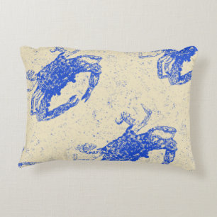 Kustdecor, Blauwe Krab Pillow, Lumbar Accent Kussen