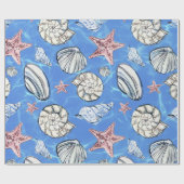 Kustdecor Seashell Ocean Water Cadeaupapier (Vlak)
