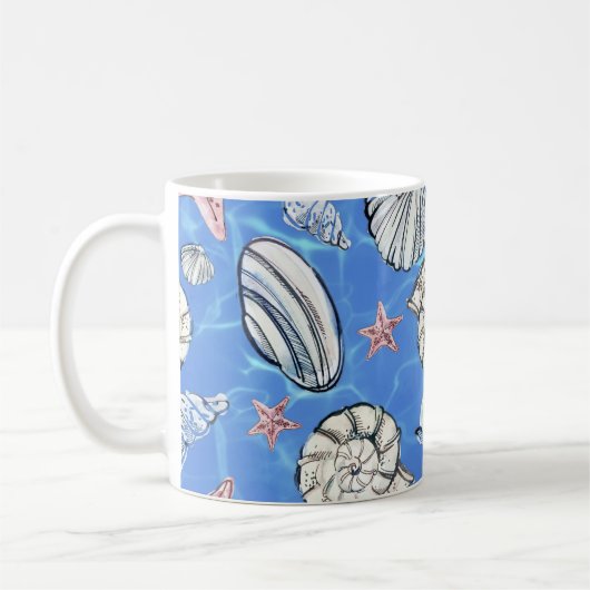 Kustdecor Seashell Ocean Water Koffiemok (Links)