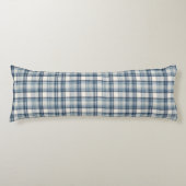 Kustdenim Blauw & Crème Tartan Plaid Lichaamskussen (Voorkant)