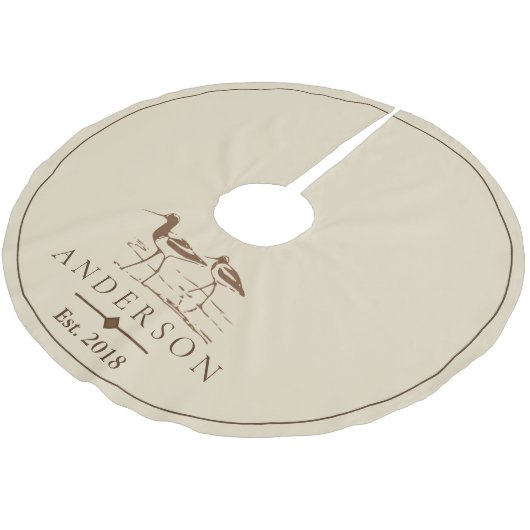 Kustdoornhaai Zandpipervogels | Gepersonaliseerd Kerstboom Rok (Gekanteld)