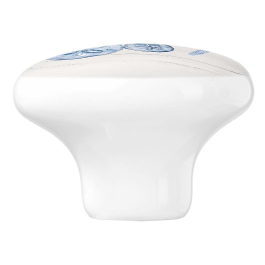 Kustdoornhaai Zeeshells blauw wit hout Keramische Knop (Zijkant)