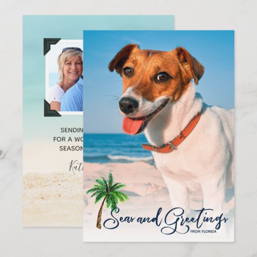 KustdoornZeeen en groeten Kerstmis 2-foto Feestdagenkaart (Voorkant / Achterkant)