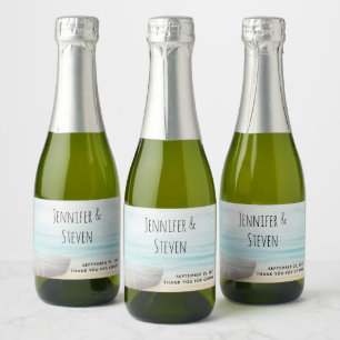Kustdoorsnede met een Gevist bruiloft Sparkling Wijnetiket