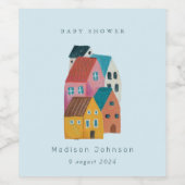 Kustdorp baby shower feest wijn etiket (Enkel label)