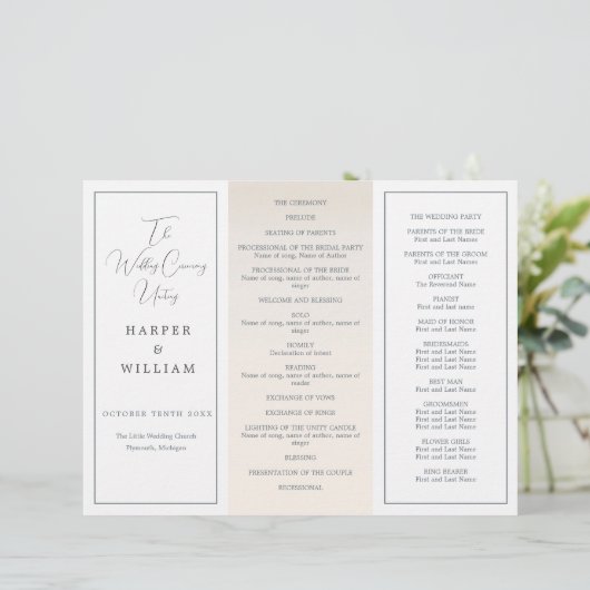 Kustdrievoudig huwelijksprogramma (Staand voorkant)