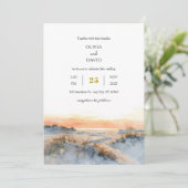 Kustduinen Golden Sunset Evening Strand Huwelijk Kaart (Staand voorkant)