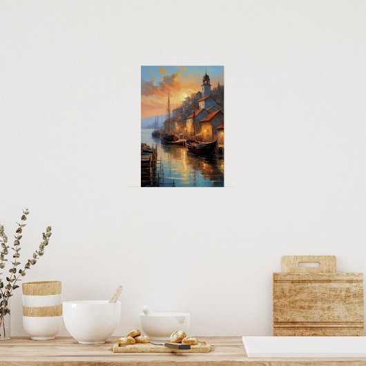 Kustecho's, Avond Uitzicht van de oude stad Poster (Keuken)