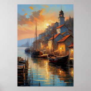 Kustecho's, Avond Uitzicht van de oude stad Poster