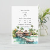 Kusteiland Overwater Bungalows Strand Bruiloft Kaart (Staand voorkant)
