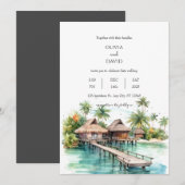 Kusteiland Overwater Bungalows Strand Bruiloft Kaart (Voorkant / Achterkant)