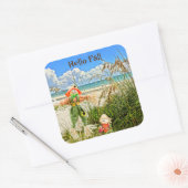 Kusteiland Sanibel Florida Strand & vogelverschrik Vierkante Sticker (Envelop)