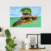 Kusteiland Zee Turtle Island Poster (Thuiskantoor)