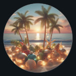 Kustelegantie: Christmas Beach Sticker<br><div class="desc">Leg de sfeer van een vakantie aan zee vast met onze 'Coastal Elegance' Christmas Beach Sticker. Deze charmante sticker heeft een klassieke kerstversiering versierd met strandelementen zoals schelpen, zeesterren en zachte golven. Voeg een vleugje kustmagie toe aan uw spullen, notitieboeken of vakantiekaarten met dit elegante en feestelijke ontwerp. Of je...</div>