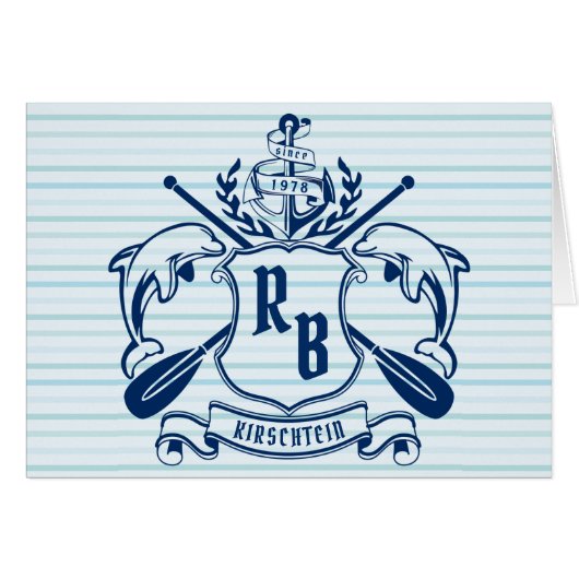 Kustemblam Dolphins Anchor Oar Shield Nauzale (Voorkant Horizontaal)