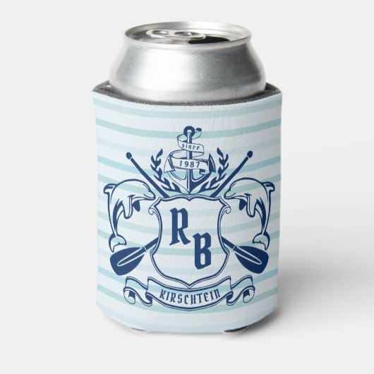 Kustemblam Dolphins Anchor Oar Shield Nauzale Blikjeskoeler (Blikje Achterkant)