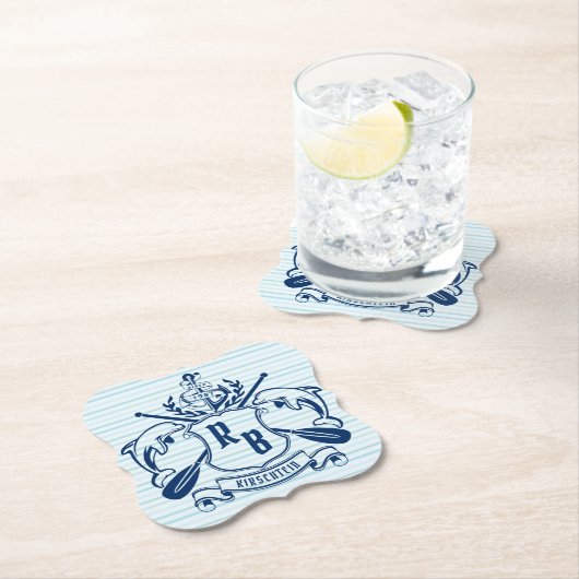 Kustemblam Dolphins Anchor Oar Shield Nauzale Kartonnen Onderzetters (Insitu)