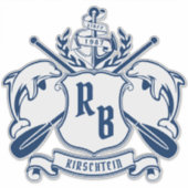 Kustemblam Dolphins Anchor Oar Shield Nauzale Sticker (Voorkant)