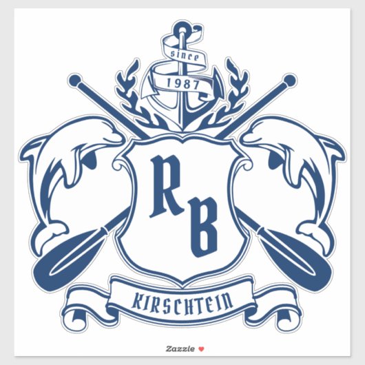 Kustemblam Dolphins Anchor Oar Shield Nauzale Sticker (Vel)