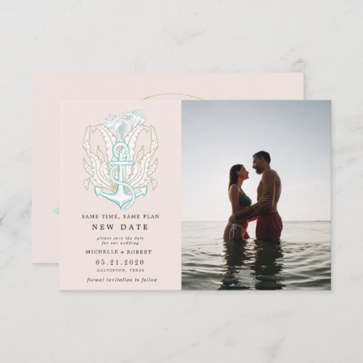 kusten kusten Foto veranderen datum uitnodiging (Voorkant / Achterkant)