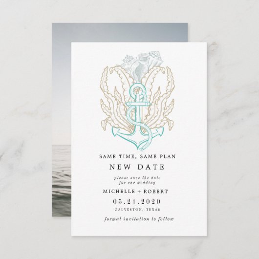 kusten kusten Foto veranderen datum uitnodiging (Voorkant / Achterkant)