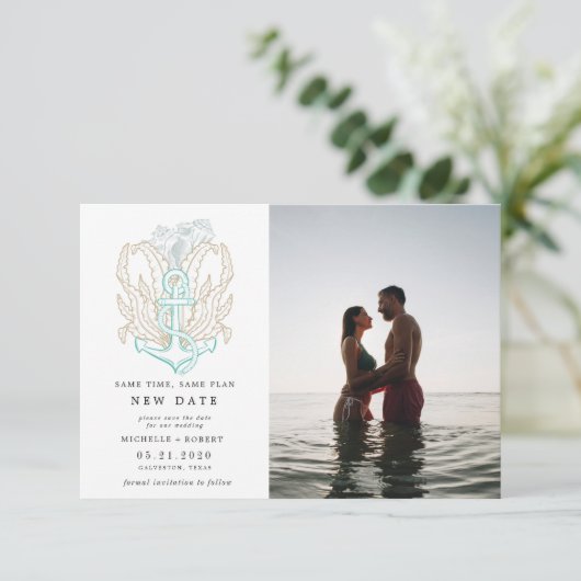 kusten kusten Foto veranderen datum uitnodiging (Staand voorkant)