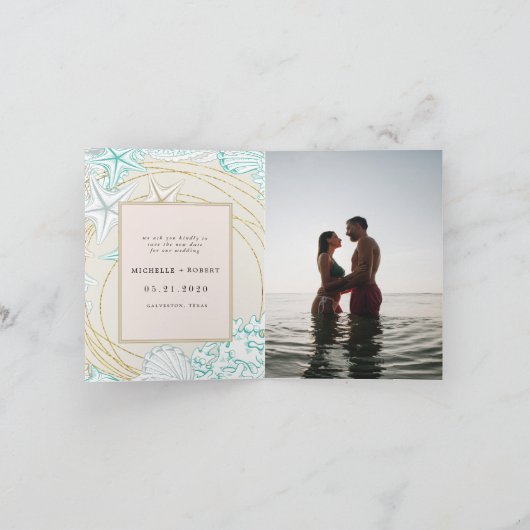 kusten kusten Foto veranderen datum uitnodiging (Binnen)