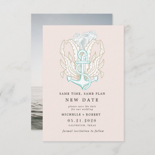 kusten kusten Foto veranderen datum uitnodiging (Voorkant / Achterkant)