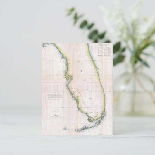 kusten van Florida Survey Map Briefkaart (Staand voorkant)