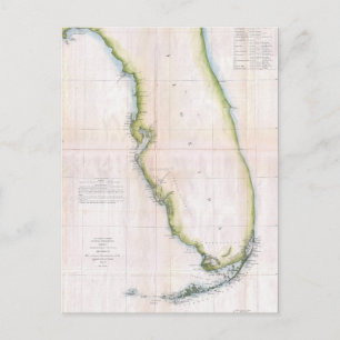 kusten van Florida Survey Map Briefkaart