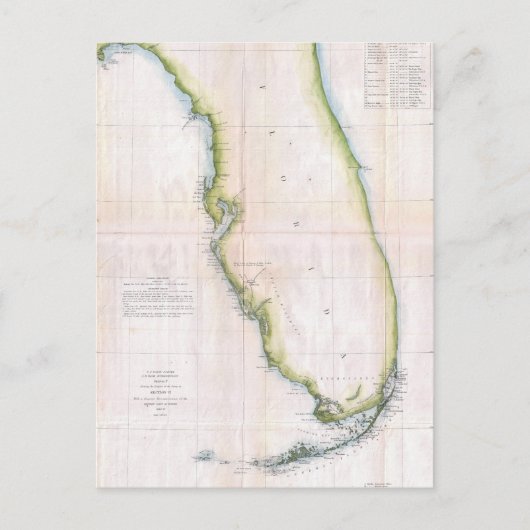  kusten van Florida Survey Map Briefkaart (Voorkant)