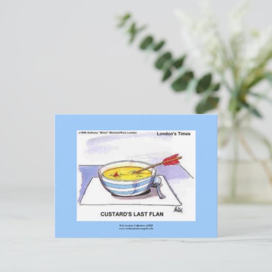Kusters Laatste Flan Funny Cartoon Briefkaarten (Staand voorkant)