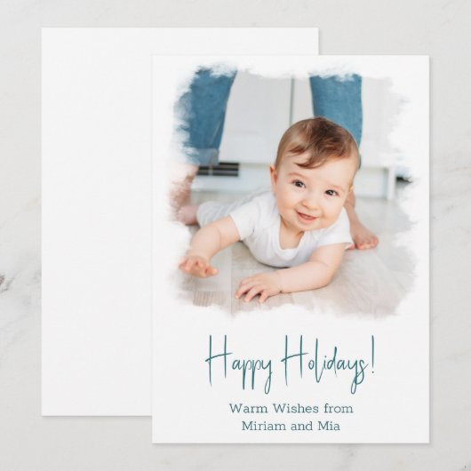 Kustfeestdag - Lijst witte Waterverf Feestdagenkaart (Voorkant / Achterkant)