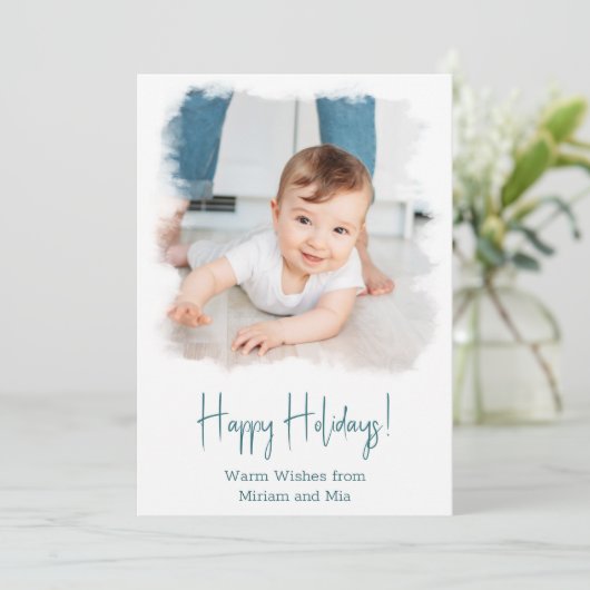 Kustfeestdag - Lijst witte Waterverf Feestdagenkaart (Staand voorkant)