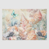 Kustflorale Meeuwen & Schelpen Decoupage  Tissuepapier (Voorkant)