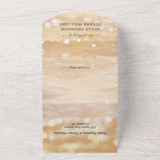 Kustfoto Alle in één bruiloft All In One Uitnodiging (Buitenkant)