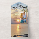 Kustfoto Alle in één bruiloft All In One Uitnodiging (Binnen)