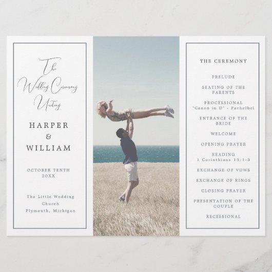 Kustfoto Tri-Fold huwelijksprogramma (Voorkant)